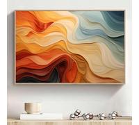 Picture Orange Abstract Line Art Prints Orange and Blue Wall Art Colorful Abstract Artwork Modern Terracotta Picture Navy Blue Painting Colorful Pastel Poster for Bedroom Living Room 16x24in No Frame