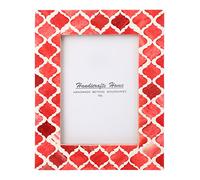 Picture Photo Frame Moorish Damask Moroccan Arts Inspired Handmade Naturals Bone Frames Photo Size 5X7 Inches Red & White -Mothers Day Gifts