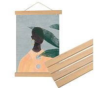 Picture Poster Artwork Canvas Hanger Modern Magnetic DIY Wooden Photo Frame For Home Decoration Wall White Wood(50cm)