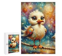 Picture Puzzle - A Stylized Digital Painting of A Fluffy Seagull with Large, Expressive Eyes And An Exagger, Wooden Jigsaw Puzzle for Adults, 1000 PCS, Seasonal Gift - for Detail-Focused Puzzlers