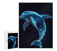 Picture Puzzle - Algorithmic Cosmic Dolphin, Wooden Brain Teaser for Adults, 500 PCS, New Year Decoration, for Mindful Indoor Entertainment