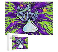 Picture Puzzle - Astronaut Trapped in Flask, Decorative Wooden Puzzle, 300 PCS, Year-End Present, with A Decorative Finished Picture