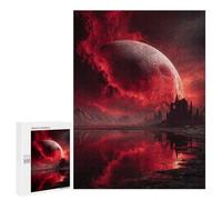 Picture Puzzle - Blood Moon Reflection Fantasy Landscape, Decorative Wooden Puzzle, 500 PCS, Housewarming Gift - for Quiet Evenings And Focused Play