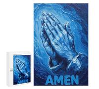 Picture Puzzle - Blue Prayer Hands, Wooden Brain Teaser for Adults, 1000 PCS, New Year Decoration, for Mindful Indoor Entertainment