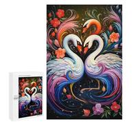 Picture Puzzle - Colorful Swans in Artwork, Decorative Jigsaw for Grown-Ups, 1000 PCS, Seasonal Gift - to Assemble, Frame And Display