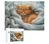 Picture Puzzle - Cozy Kitten Nap Time, Decorative Wooden Puzzle, 500 PCS, Year-End Present, with A Decorative Finished Picture