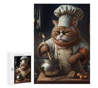 Picture Puzzle - Culinary Cat Chef, Wooden Art Puzzle, 300 PCS, Winter Activity Gift; for Couples, Friends And Family