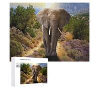 Picture Puzzle - Elephant in The Wild A Journey Through Nature's Landscape, Decorative Wooden Puzzle, 500 PCS, Winter Gift, for Mindful Indoor Entertainment