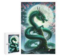 Picture Puzzle - Emerald Dragon Moonlight, Adult Tabletop Puzzle, 1000 PCS, Screen-Free Activity - for A Rewarding Weekend Challenge