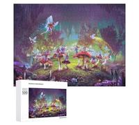 Picture Puzzle - Enchanted Mushroom Grove, Decorative Wooden Puzzle, 500 PCS, Year-End Present, with A Decorative Finished Picture