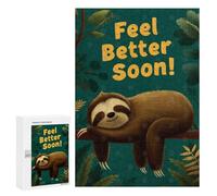 Picture Puzzle - Feel Better Soon Sloth Illustration, Decorative Jigsaw for Grown-Ups, 300 PCS, New Year Party Activity, for Mindful Indoor Entertainment