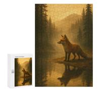 Picture Puzzle - Fox in Forest by Lake Reflection, Challenging Puzzle for Adults, 300 PCS, New Year Decoration - for Detail-Focused Puzzlers