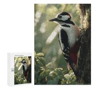 Picture Puzzle - Great Spotted Woodpecker on Tree, Jigsaw Puzzle for Adults, 300 PCS, New Year Gift, with A Decorative Finished Picture