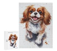 Picture Puzzle - Happy Cavalier King Charles Spaniel, Wooden Jigsaw Puzzle for Adults, 500 PCS, Winter Gift, for Mindful Indoor Entertainment