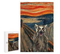 Picture Puzzle - Lemur Screaming in Edvard Munch Style, Decorative Jigsaw for Grown-Ups, 1000 PCS, New Year Gift - for A Rewarding Weekend Challenge