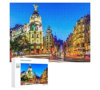 Picture Puzzle - Madrid's Nighttime Splendor A Visual Symphony, Decorative Wooden Puzzle, 500 PCS, Winter Gift, for Mindful Indoor Entertainment