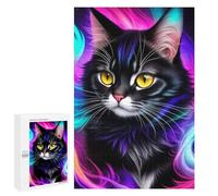 Picture Puzzle - Neon Whiskered Whirlwind, Decorative Wooden Puzzle, 1000 PCS, Winter Activity Gift - to Assemble, Frame And Display