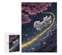 Picture Puzzle - Nine-tailed Fox in Starry Night, Displayable Picture Puzzle, 300 PCS, New Year Gift; for Shared Table Time