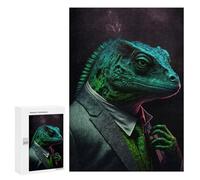 Picture Puzzle - Noir Lizard Mastermind, Wooden Brain Teaser for Adults, 300 PCS, Seasonal Gift - for Quiet Evenings And Focused Play