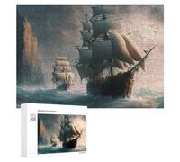 Picture Puzzle - Oceanic Adventure Sailing Through Storms, Wooden Brain Teaser for Adults, 300 PCS, New Year Puzzle Gift, for Mindful Indoor Entertainment