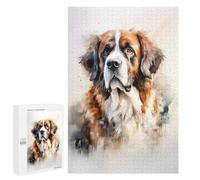 Picture Puzzle - Saint Bernard Dog, Wooden Jigsaw Puzzle for Adults, 1000 PCS, Relaxing Home Activity, for Relaxing Solo Or Group Play