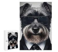 Picture Puzzle - Secret Agent Terrier Dog, Wooden Art Puzzle, 1000 PCS, Winter Activity Gift; for Couples, Friends And Family