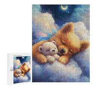 Picture Puzzle - Sleepy Puppy & Teddy Bear Cloudscape, Challenging Puzzle for Adults, 500 PCS, Home Décor Activity, for Relaxing Solo Or Group Play