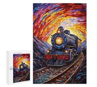 Picture Puzzle - Stained Glass Train Tunnel Art-1, Jigsaw Puzzle for Adults, 1000 PCS, for Mindful Indoor Entertainment