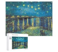 Picture Puzzle - Starry Night Over The Rhone, Decorative Wooden Puzzle, 500 PCS, Year-End Present, with A Decorative Finished Picture
