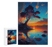 Picture Puzzle - Sunset Reflections on Water, Wooden Picture Puzzle for Grown-Ups, 300 PCS, Gift for Winter Evenings; for Couples, Friends And Family