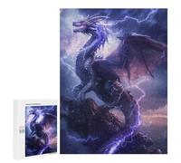 Picture Puzzle - Thundering Dragon Storm Artwork, Adult Tabletop Puzzle, 500 PCS, Gift for Winter Evenings, with A Decorative Finished Picture