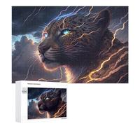 Picture Puzzle - Thunderous Leopard Wild Power Unleashed, Wooden Art Puzzle, 1000 PCS, Winter Activity Gift; for Couples, Friends And Family
