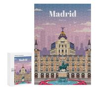 Picture Puzzle - Travel to Madrid, Displayable Picture Puzzle, 300 PCS, New Year Gift; for Shared Table Time