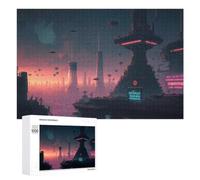 Picture Puzzle - Vibrant Tech Metropolis, Wooden Brain Teaser for Adults, 1000 PCS, New Year Gift; for Couples, Friends And Family