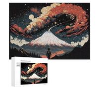 Picture Puzzle - Volcanic Aurora A Celestial Dance of Fire And Ice, Decorative Wooden Puzzle, 300 PCS, Year-End Present, with A Decorative Finished Picture