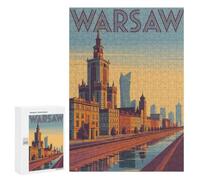 Picture Puzzle - Warsaw Cityscape Art Deco Poster, Challenging Puzzle for Adults, 300 PCS, Winter Activity Gift - for A Rewarding Weekend Challenge