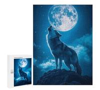 Picture Puzzle - Wolf Howling at The Moon, Decorative Jigsaw for Grown-Ups, 500 PCS, New Year Gift - for A Rewarding Weekend Challenge