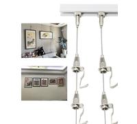 Picture Rail Adjustable Picture Long Steel Cords Track Kit, Multiple Photo Display Rail for Home Gallery Wall, Museum Artwork Hanging Cords(White,68"/173cm Track)