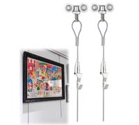 Picture Rail Art Gallery Display Picture Track 20 30 36 40 60 70 inch, Adjustable Long Steel Cords for Hanging Pictures, Invisible Artwork Photo Molding Cords(53"/135cm Track,2 Hooks)