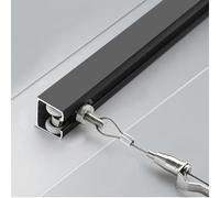 Picture Rail Hanging Kit Ceiling Mounted Picture Hanging System, Photo Frame Rail Molding Hangers with 3.3 ft Cable, Artwork Displaying Suspension Cord Set(Black,77"/195cm Track)