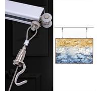 Picture Rail Hanging Kit Framed Work Displaying Hanger with Silent Pulley, Wall Decor Picture Hanging System Top-Mounted, Aluminium Photo Frame Rail Kit for Home(3.5m/11.5' Cable,77"/195cm Track)