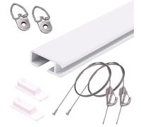 Picture Rail Hanging Kit Heavy Duty Picture Hanging Hardware Kit, Frame Molding System with 6.6 ft Long Wire, Gallery / Exhibition / Museums Artwork Display Bracket(White,34"/85cm Track)