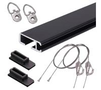 Picture Rail Hanging Kit Heavy Duty Picture Hanging Hardware Kit, Frame Molding System with 6.6 ft Long Wire, Gallery / Exhibition / Museums Artwork Display Bracket(Black,34"/85cm Track)