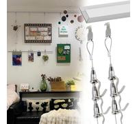Picture Rail Hanging Kit Home Wall Hanging System for Photos Posters Clock, Aluminium Picture Rail Display Tool, Gallery Artwork Hanger for Drywall / Concrete Wall(3.0m/9.8' Wire,77"/195cm Track)