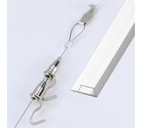 Picture Rail Hanging Kit L Shaped Picture Hanging Brackets with 2 Cable & 4 Adjustable Hooks, Art Frame Displaying Hanger, Metal Gallery Rails String Hardware Kit(2m/6.6' Wire,39"/100cm Rail)