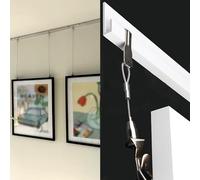 Picture Rail Hanging Kit Wall Decor Picture Hangers with Wire & Hooks, Vertical Artwork Hanging Rail Hardware Kit, Store Photo / Billboards Display Bracket(1.5m/4.9' Wire,77"/195cm Track)