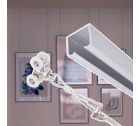 Picture Rail Hanging Kit Wall Decor Picture Hanging System Kit Ceiling Mount, Home Photo Frame Rail Set with Chains & Hooks, Metal Framed Work Displaying Hanger(White,77"/195cm Track)