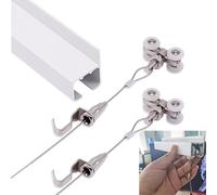 Picture Rail Hanging Kit White Picture Rail Hanging Kit with Pulley, Aluminum Gallery Art Displaying System Side Mounted, Decor Wall Photo Frame / Chandelier Hanger(3.0m/9.8' Wire,28"/70cm Track)