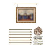Picture Rail Hanging System 10 Pieces Universal Heavy Duty Mirror/Picture Hanging Kit Brass, Picture Hanging Wire Kit for Brick Concrete Wall/Plaster Board, Art Gallery Frames Display ( 1.4 m/55 INCH)