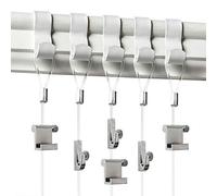 Picture Rail Hanging System - 5 Pack - White Picture Rail Hooks and Invisible Wire - Molding Hooks for Picture Hanging - Gallery Hanging System Includes Picture Rail Hook, Nylon Cord, Adjustable Hooks